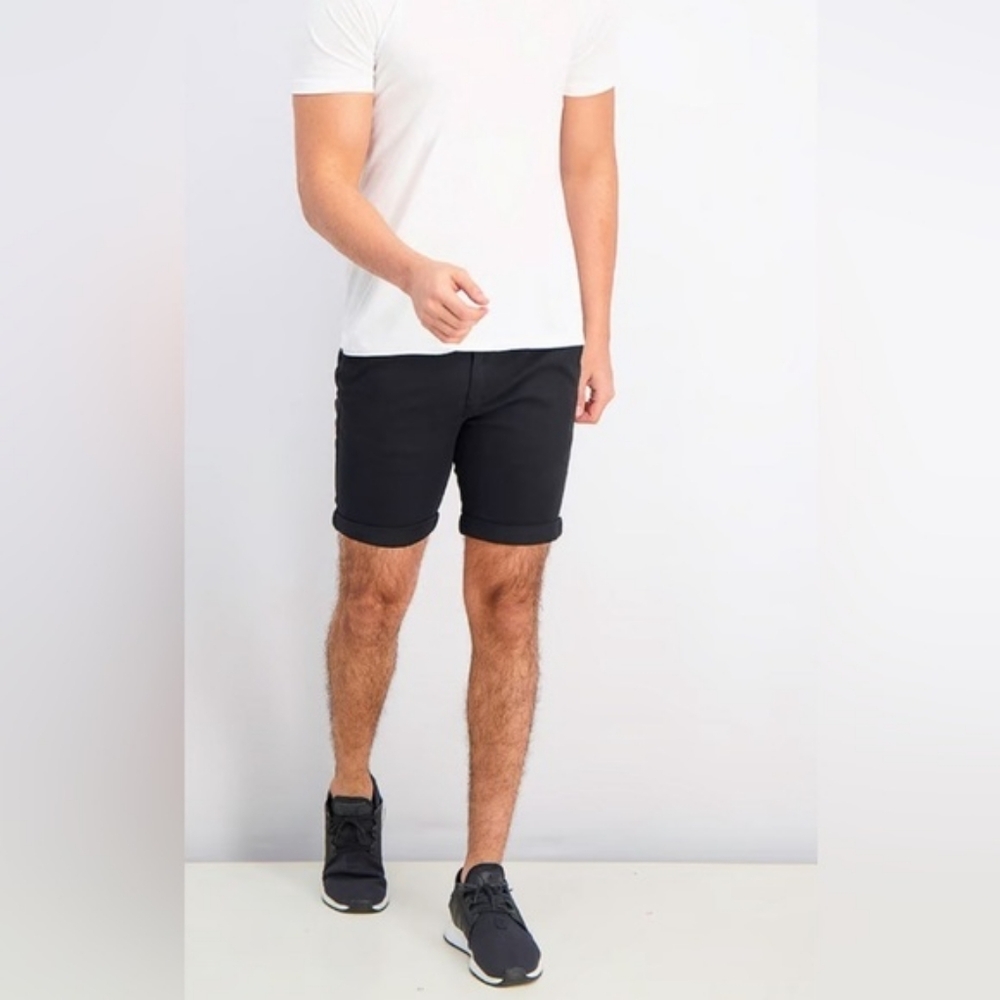 TOPMAN SLIM FIT STRETCH SHORTS BLACK